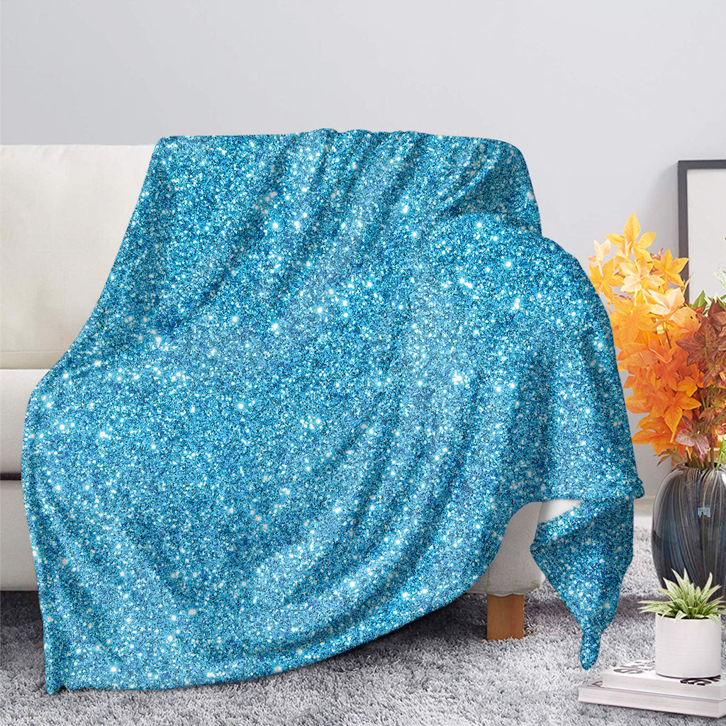 Ocean Blue Glitter Texture Print Blanket