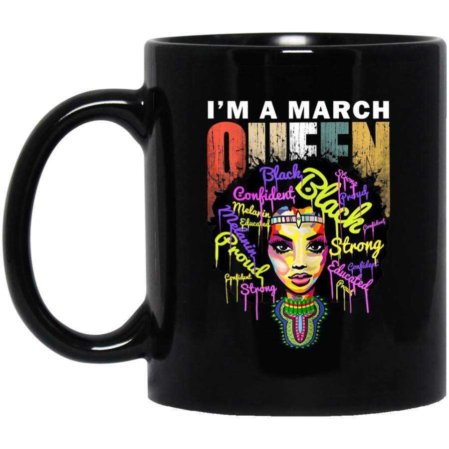 Womens March Birthday Queen s for Women – African Black Girl Black Mug