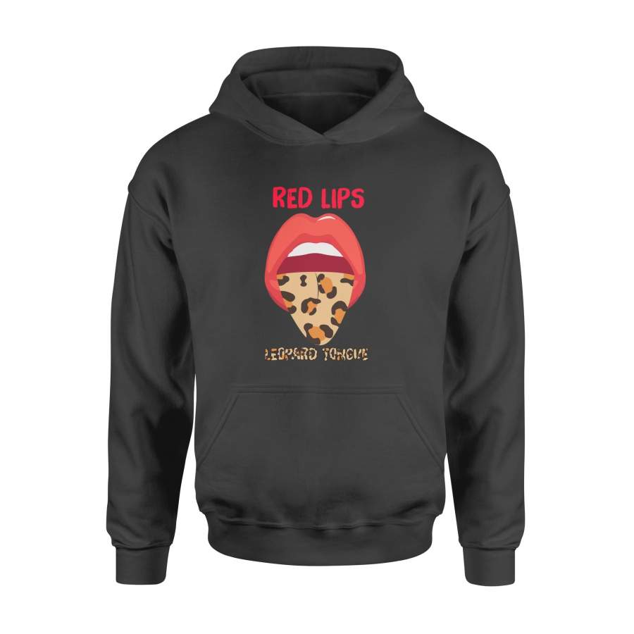 Red Lips Leopard Tongue Trendy Animal High Quality Cotton Hoodie