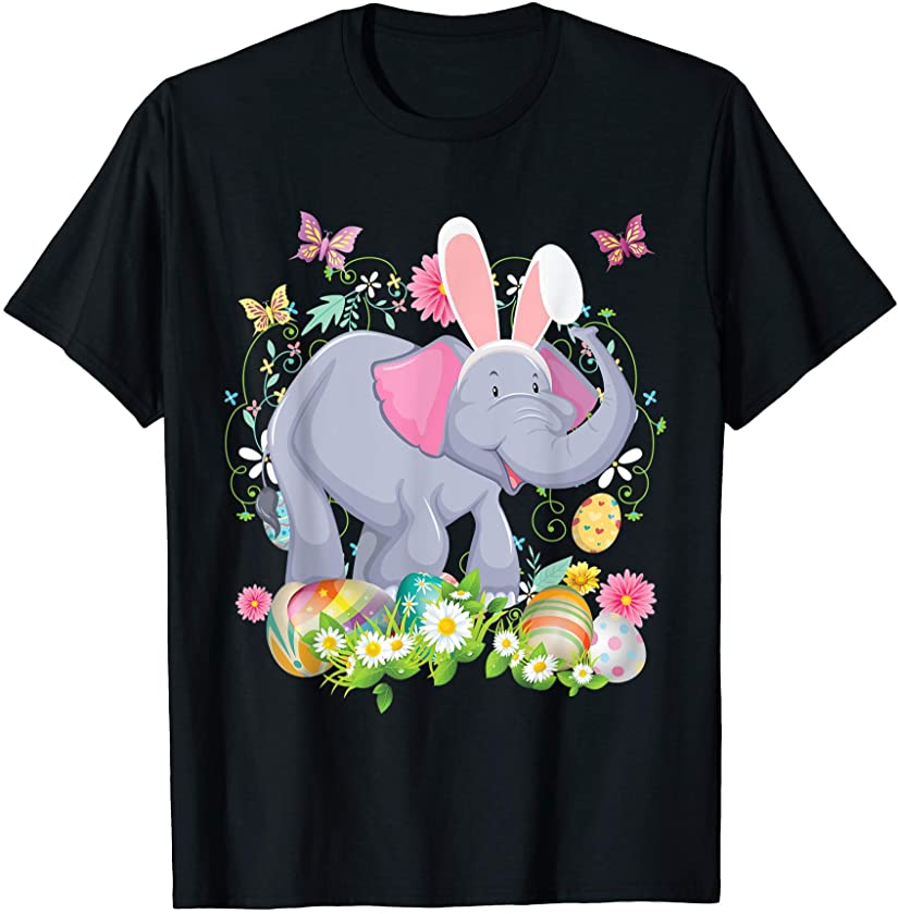 Bunny Elephant Happy Easter Day Lover Egg Hunt Lovely Cute T-Shirt