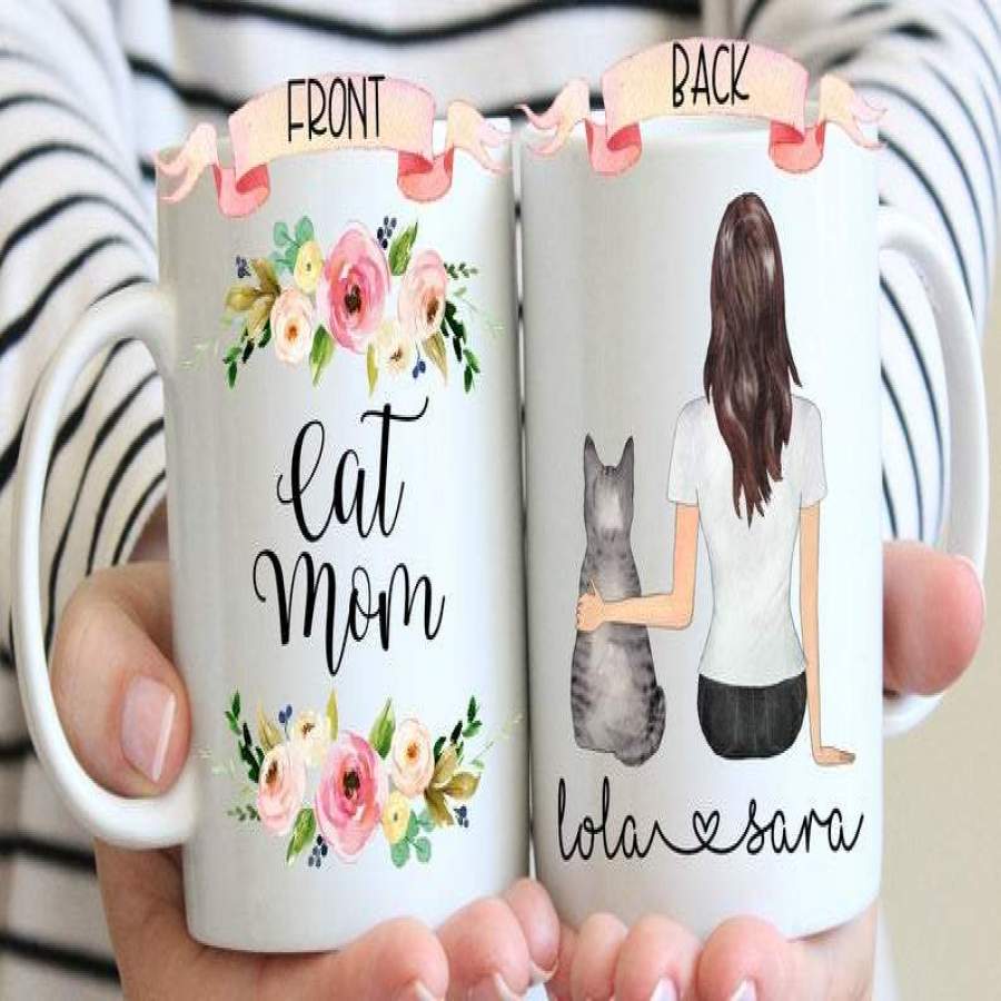 Shopcoolpod Personalized Cat Mug | Custom Cat Mom Mug