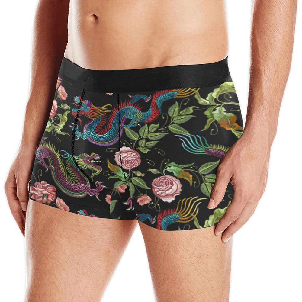 Dragons Flower Pattern Men’S All Over Print Boxer Briefs Men’S Underwear