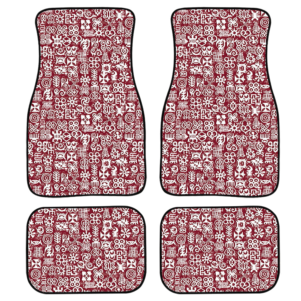 Red African Adinkra Tribe Symbols Front And Back Car Floor Mats, Front Car Mat