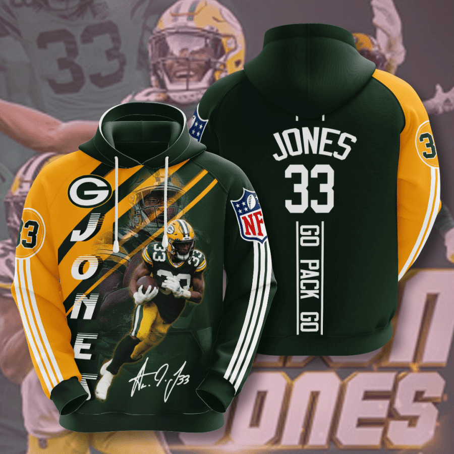 Green Bay Packers Aaron Jones 75 Unisex 3D Hoodie Gift For Fans