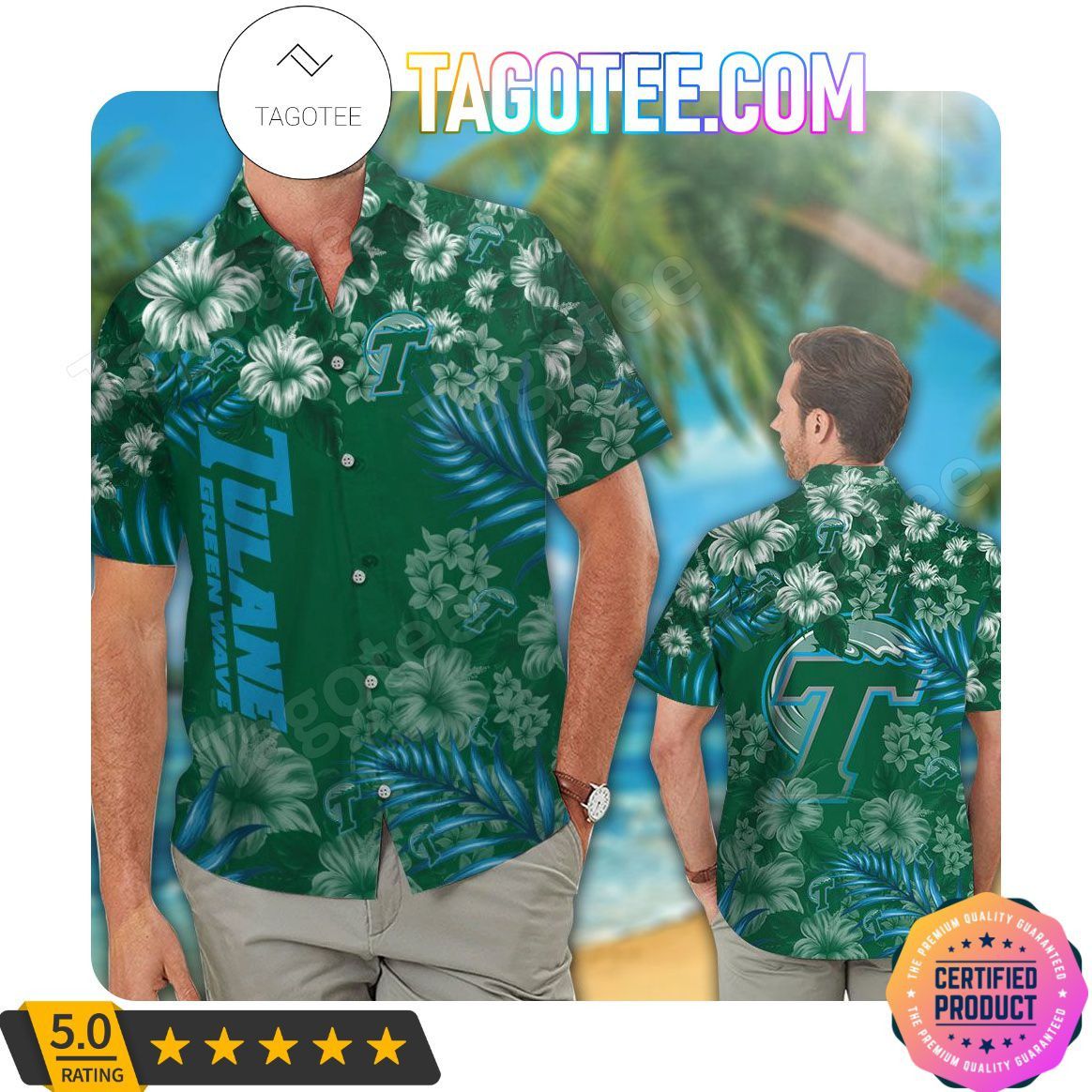 NCCA Tulane Green Wave Aloha Hawaiian Shirt