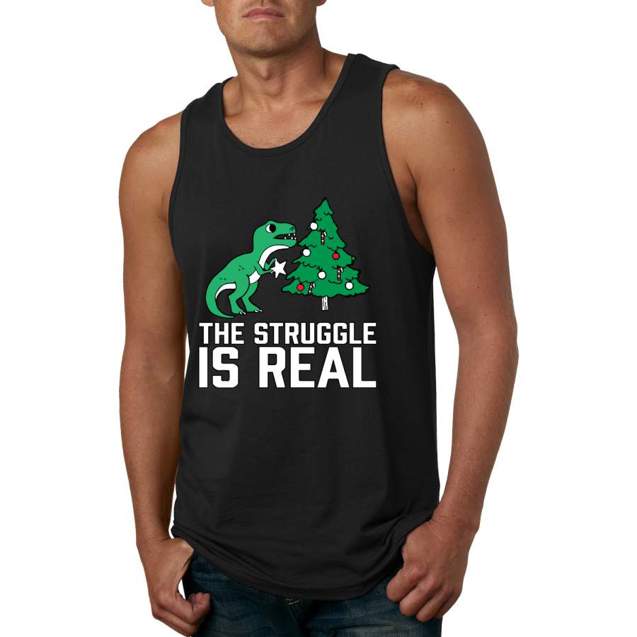 Christmas Trex The Struggle is Real Ugly Christmas Sweater Christmas Mens Graphic Tank Top