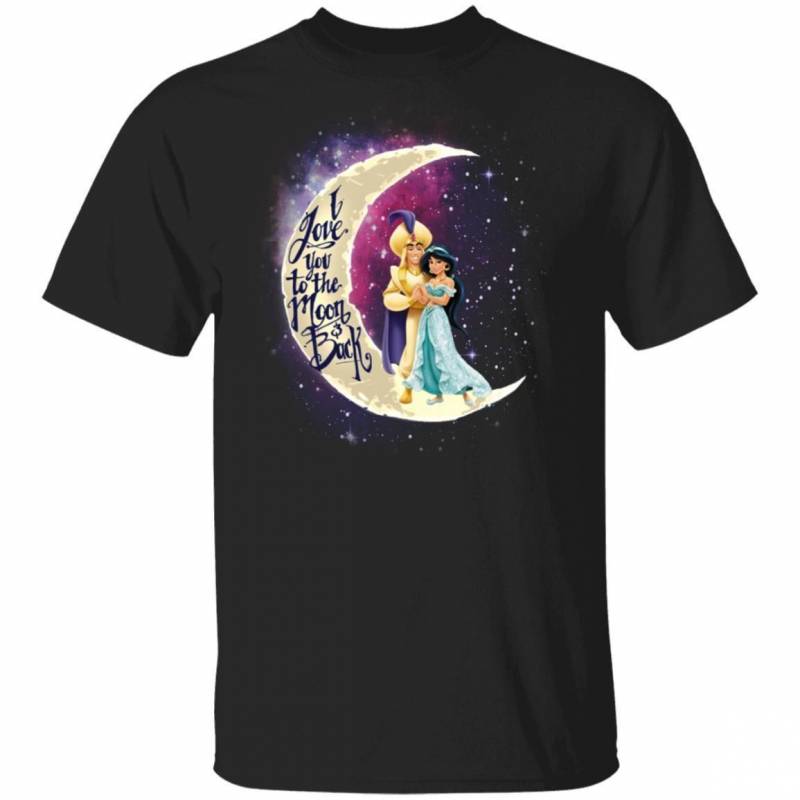 Valentine Jasmine And Aladdin T-shirt I Love You To The Moon And Back Shirt