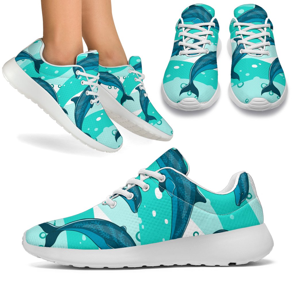 Dolphin Design Print Pattern Sport Sneakers White