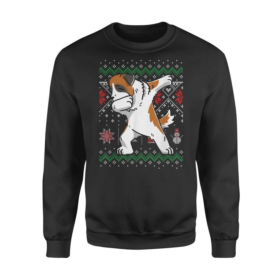 St Bernard Dabbing Ugly Sweater Christmas Gift T-Shirt – Standard Fleece Sweatshirt