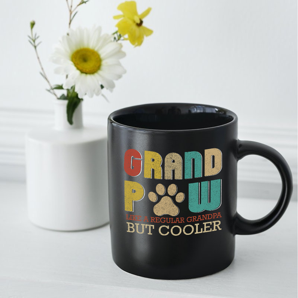 Father’s Day Grand Paw Like A Regular Grandpa But Cooler Mug Gift For Dad – Black Mug