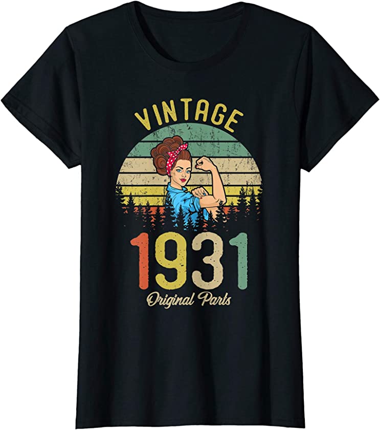 Vintage Made In 1931 89th Birthday Gift Idea Original Parts T-Shirt