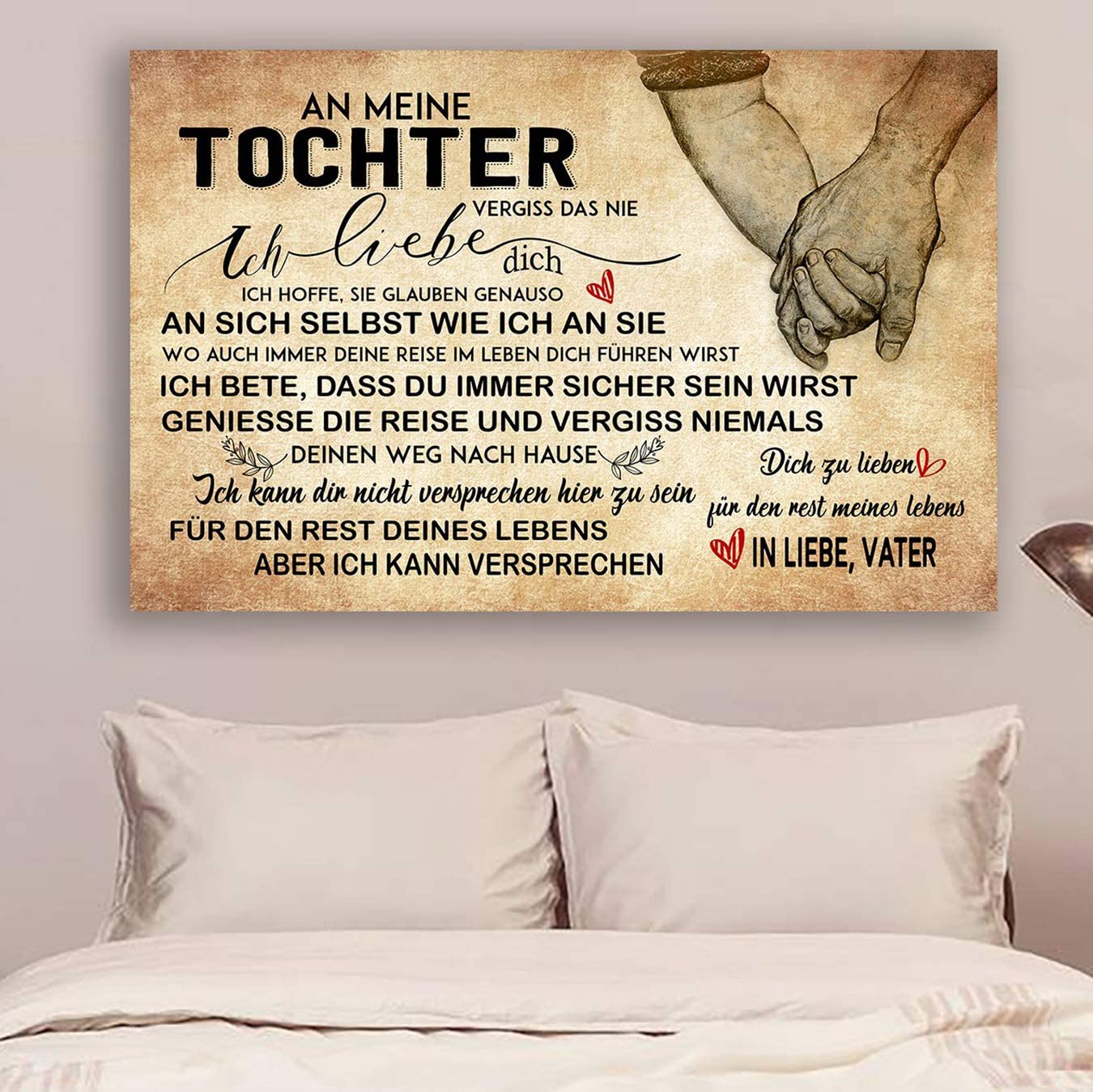 Poster for Room Aesthetic -Command Strips Wall Decor – Hn232 Family Poster – Dad to Daughter – I Hope You Believe in Yourself-German