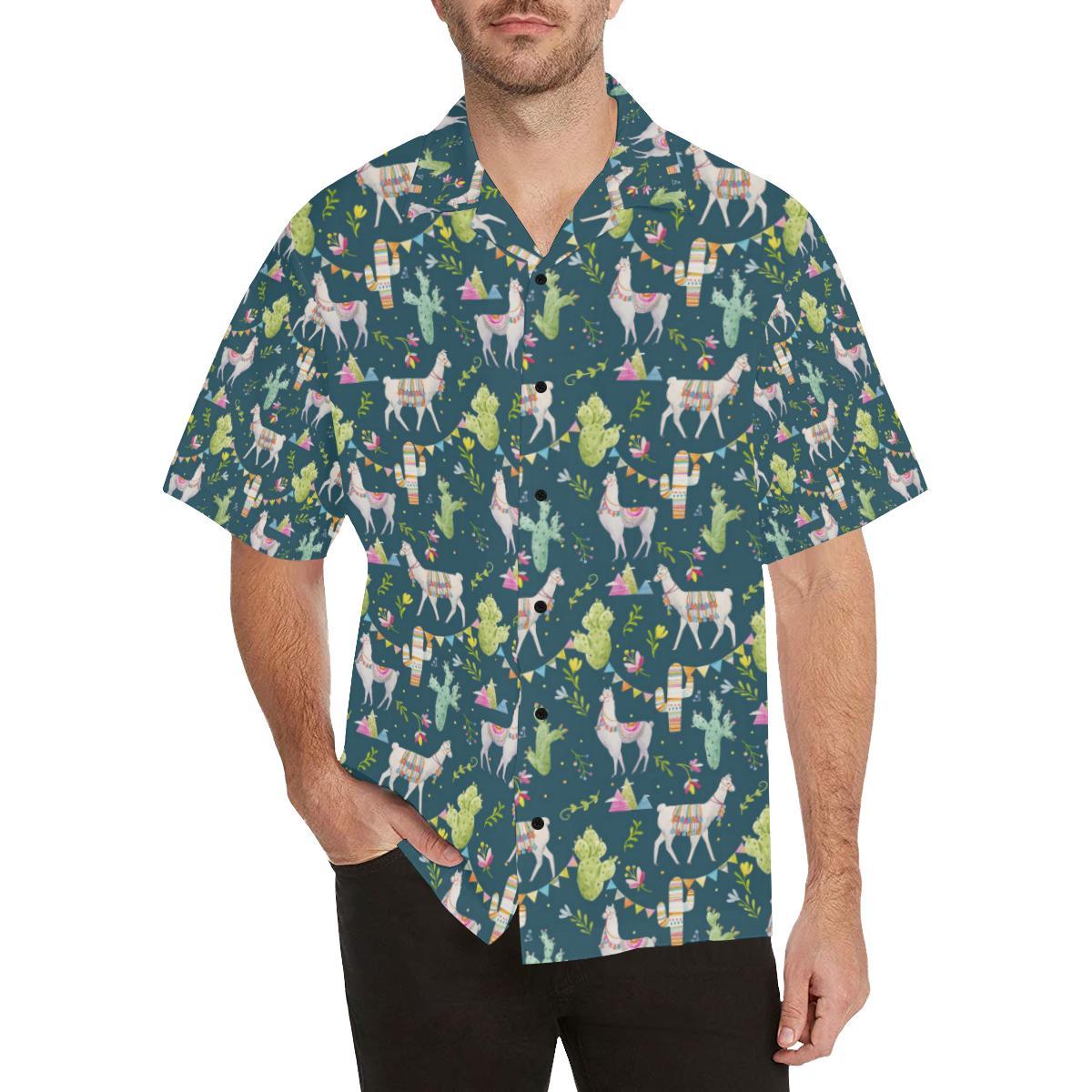 Llama With Cactus Design Print Hawaii Hawaii Shirt For Men Women Ha101752