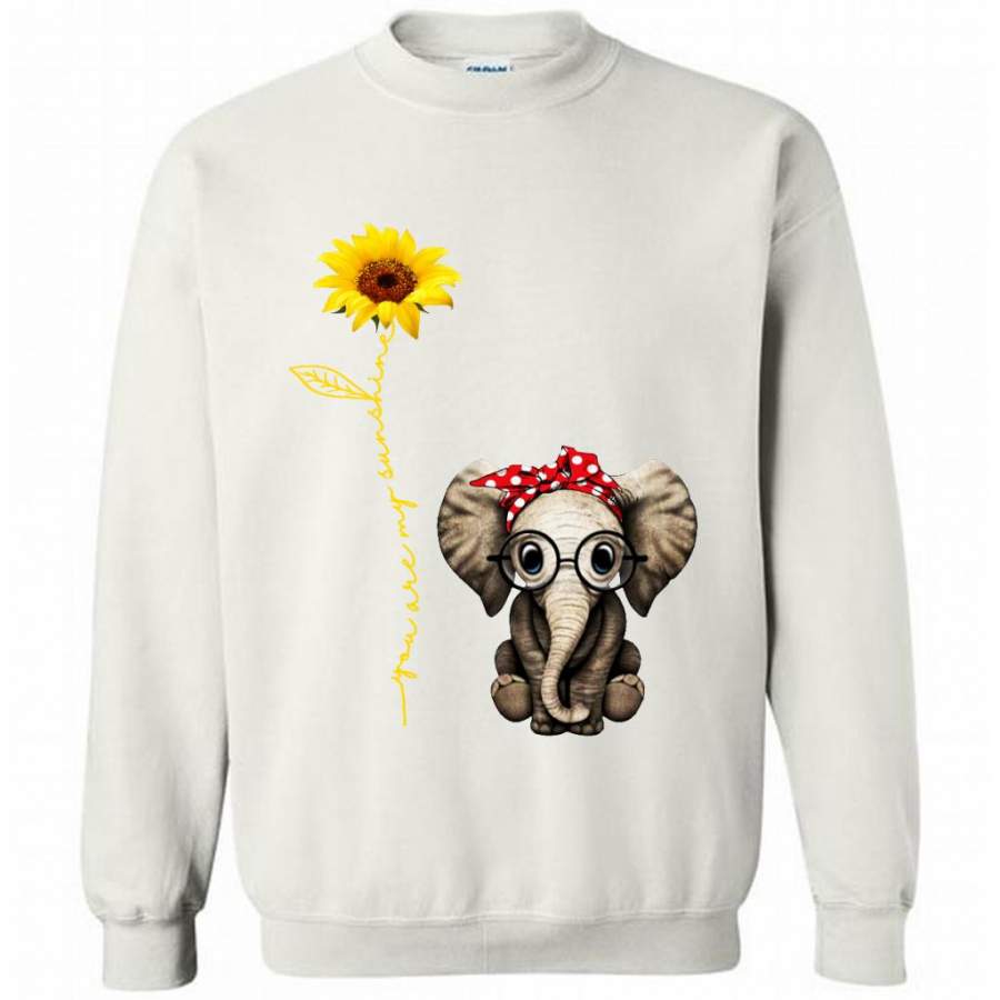 You Are My Sunshine Sunflowe Art Design, Safe The Elephant – Gildan Crewneck Sweatshirt