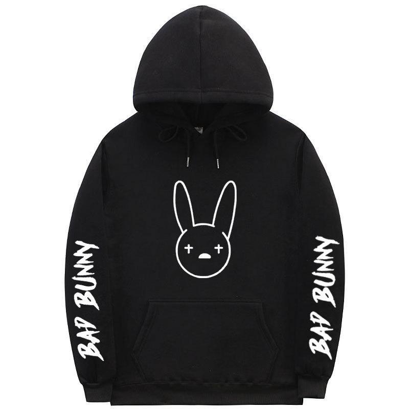 Bad Bunny Hoodie With Pocket Hooded Sweatshirt Sleeve Logo Pullover For Men Women