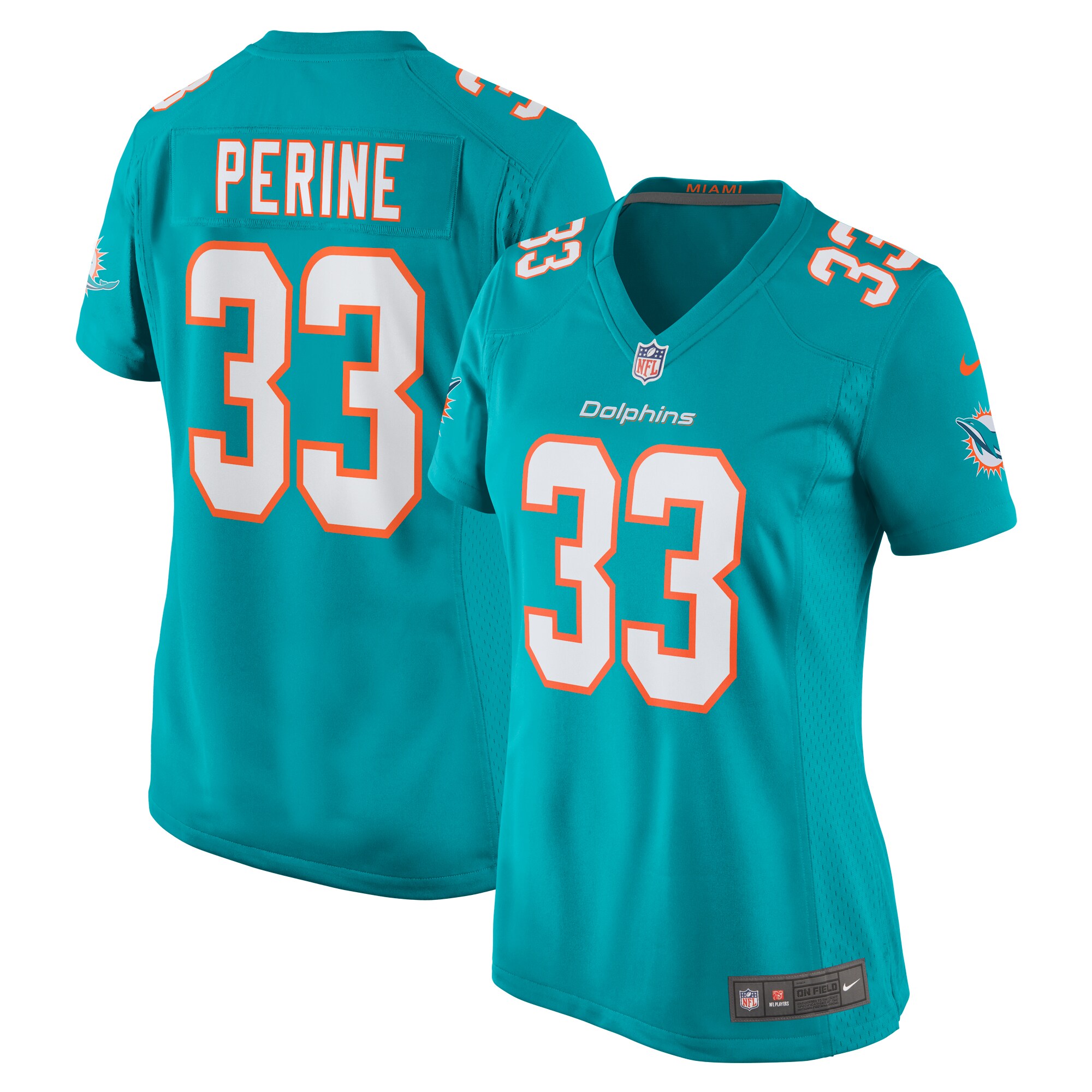 Lamical Perine Miami Dolphins Women's Home Game Player Jersey – Aqua