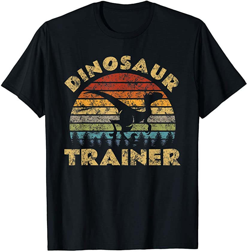 Vintage Dinosaur Trainer Halloween Costume Retro Sunset Dino T-Shirt