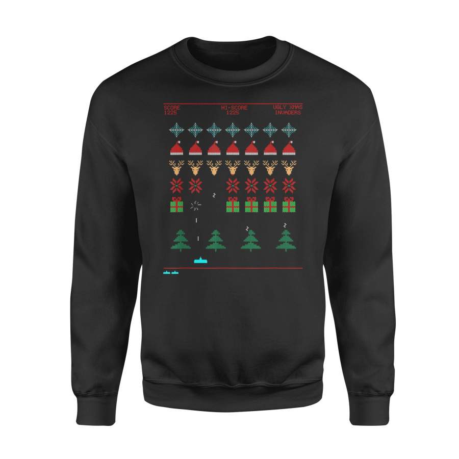 Ugly Christmas Invaders from Space T Shirt – Standard Fleece Sweatshirt