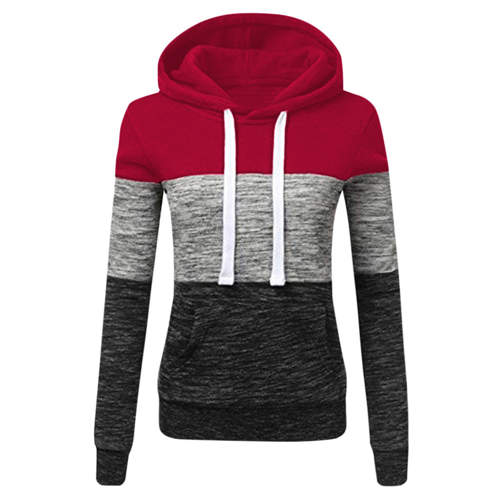 Women Hoodies Autumn Winter Sweatshirts Female Pullover Hoodies Fashion Color Stitching Tops Plus Size Ladies Streetwear alx