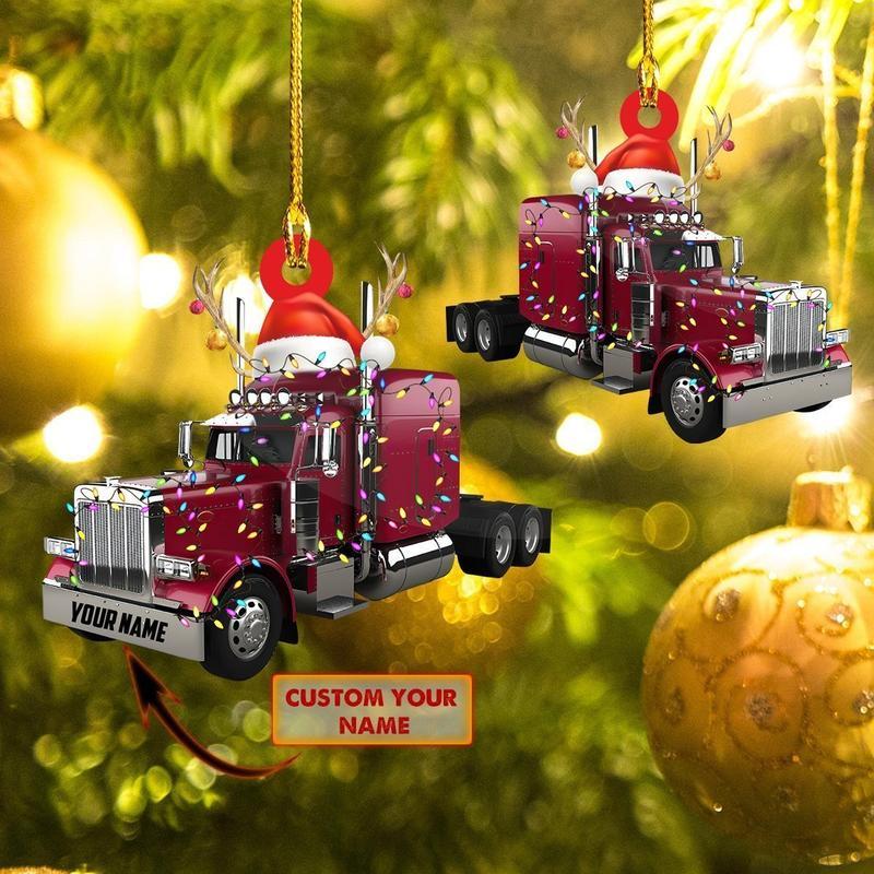 Personalized Xmas Trucker Custom Shaped Ornament