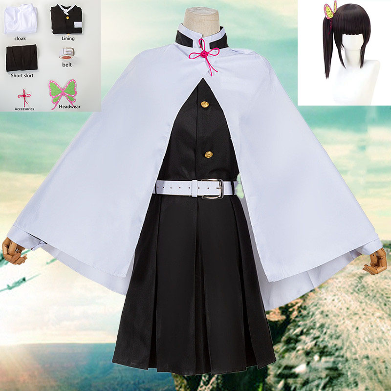 Adult Kids Anime Demon Slayer Cosplay Costumes Kimetsu no Yaiba Kanao Tsuyuri Kanawo Kimono Outfit Halloween Costume Suit Wig alx