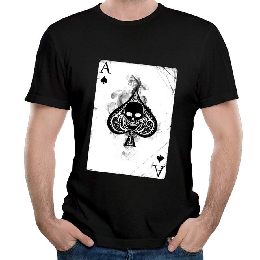 Skull Face A Poker Card Mens Cool Printed Short Sleeve T-Shirt