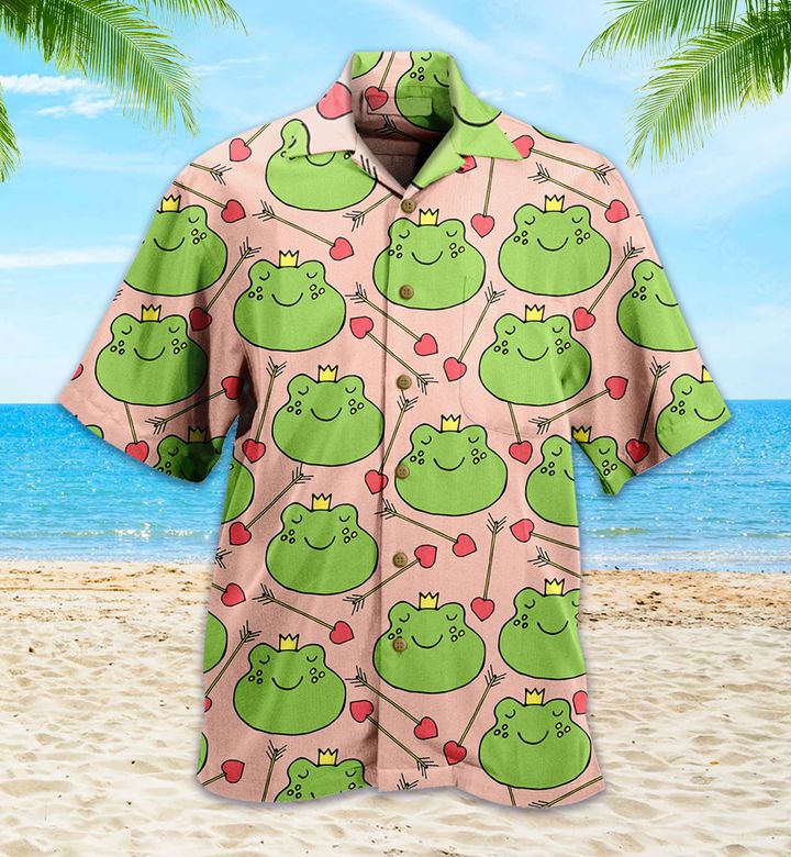 Frog Prince With Heart Arrow Pink Hawaii Shirt Ha41078