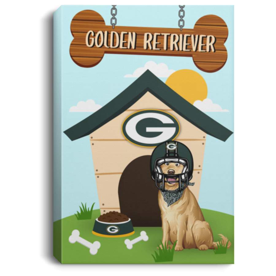 Golden Retriever Green Bay Packers Canvas Poster Dog House PT02