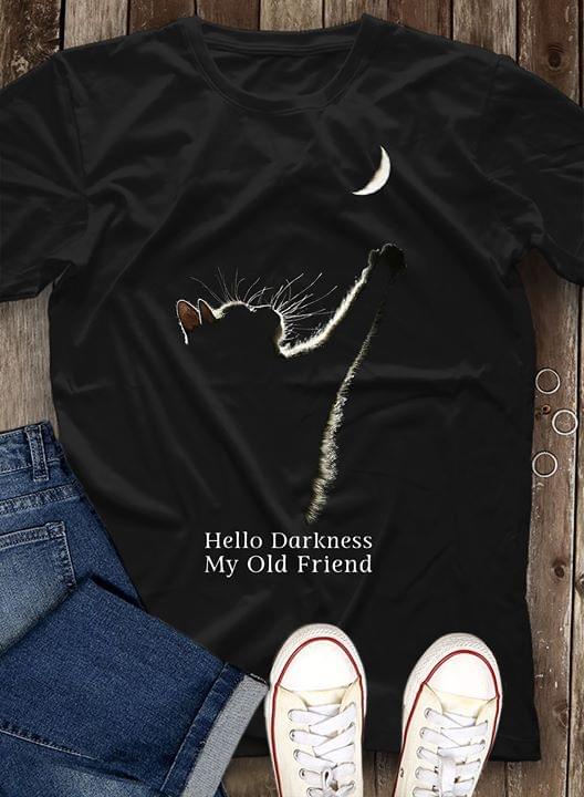 Cat Reach The Moon Hello Darkness My Old Friend For Lovers Standard Men T-shirt