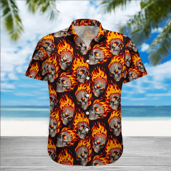 Discover Cool Fire Skull Pattern Aloha Hawaii Shirt For Men Women Ha56463