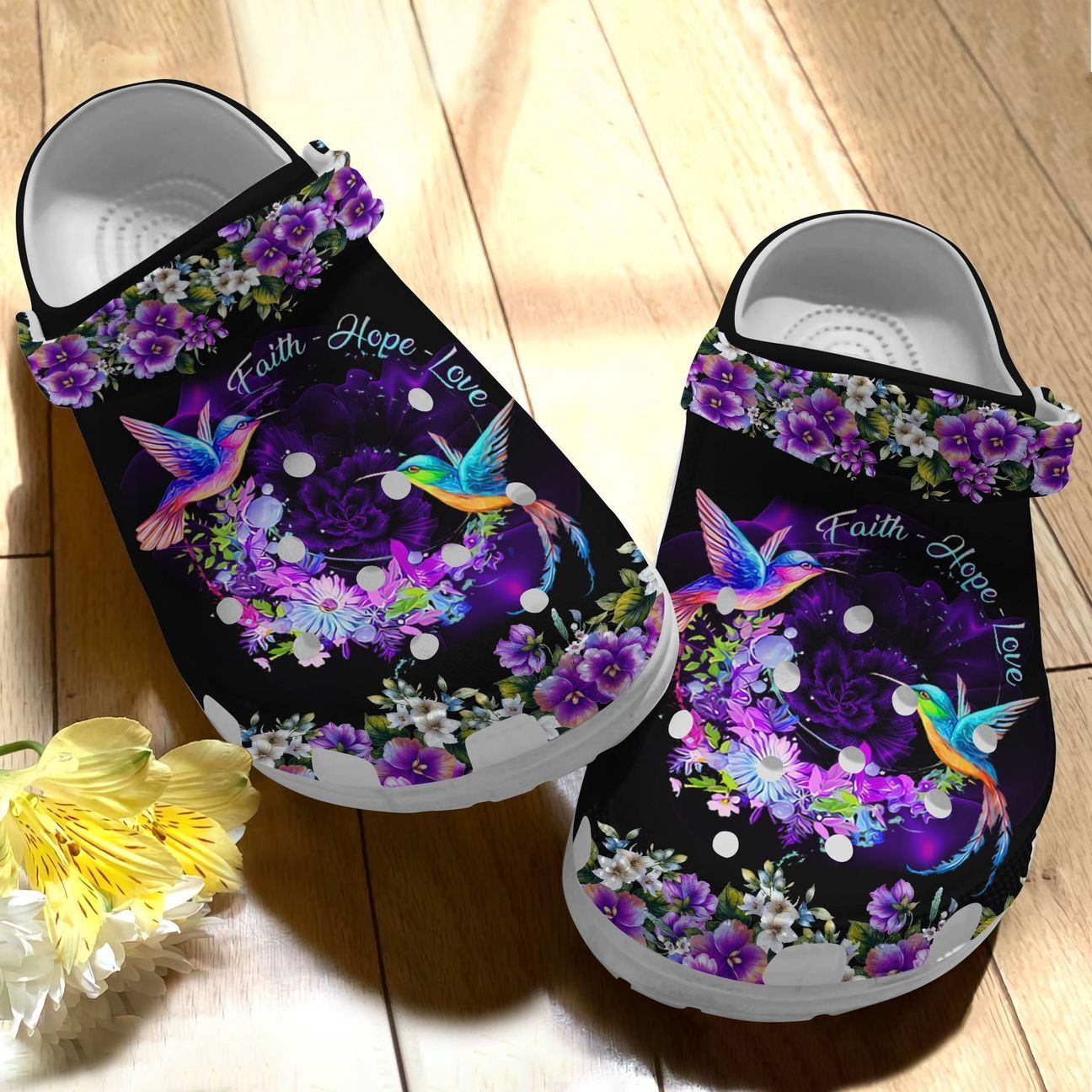 Hummingbird Personalized Clog, Custom Name, Text Faith Hope Love, Fashion Style For Women, Men, Kid, Print 3D