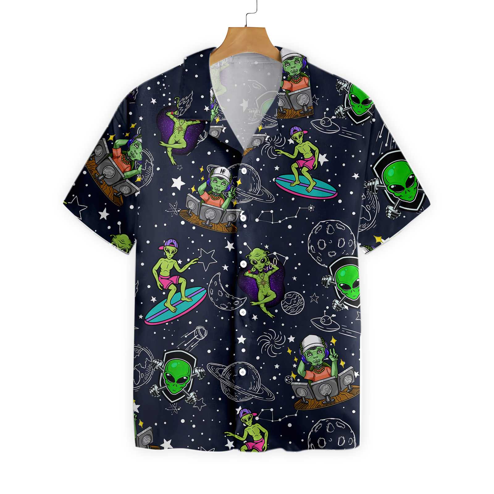 Aliens Night Sky Hawaii Shirt Ha4349