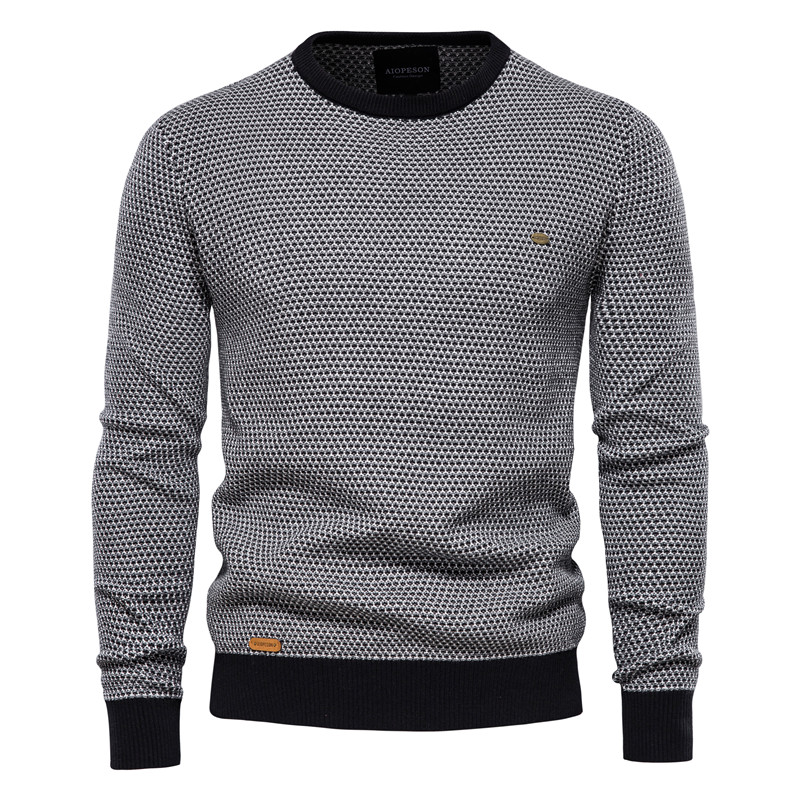 AIOPESON Cotton Spliced Pullovers Sweater Men Casual Warm O-neck Quality Mens Knitted Sweater Winter Fashion Sweaters for Men alx