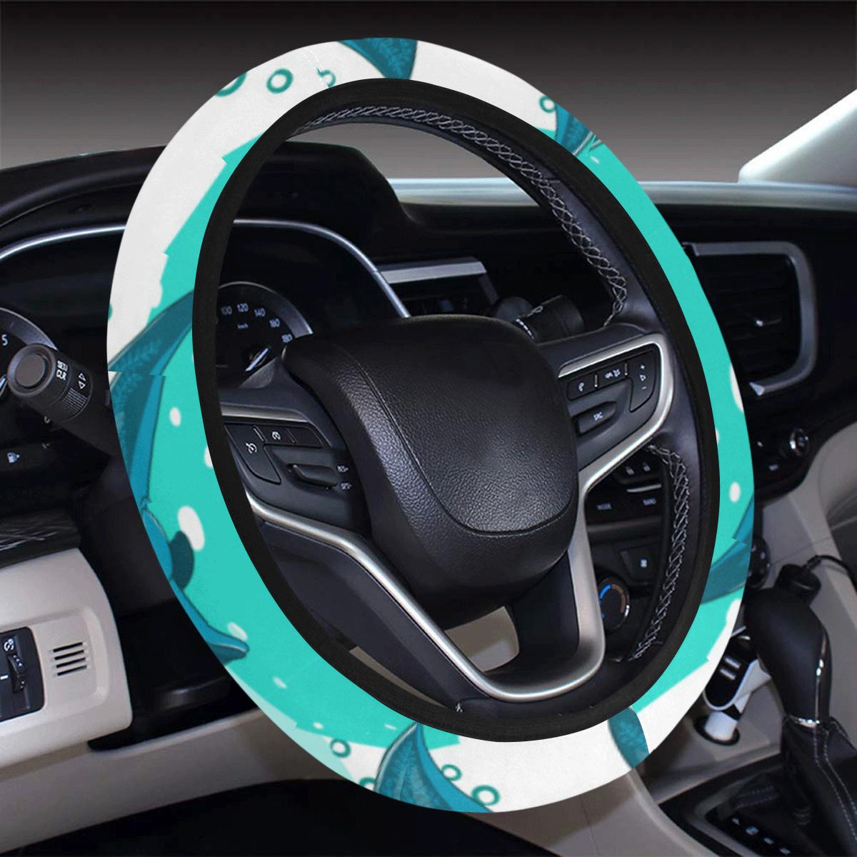 Dolphin Design Print Pattern Steering Wheel Cover With Elastic Edge