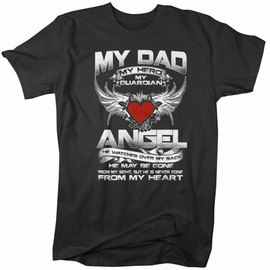 Men’s Personalized Guardian Angel T Shirt In Memory Shirts Custom Shirts In Heart Shirt Custom Remember Shirt