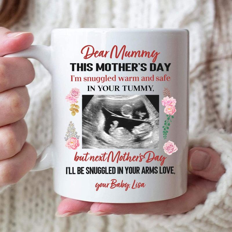 Custom Personalized Ultrasound Sonogram Photo Coffee Mug, Unique Mother’S Day Gift For Mommy To Be