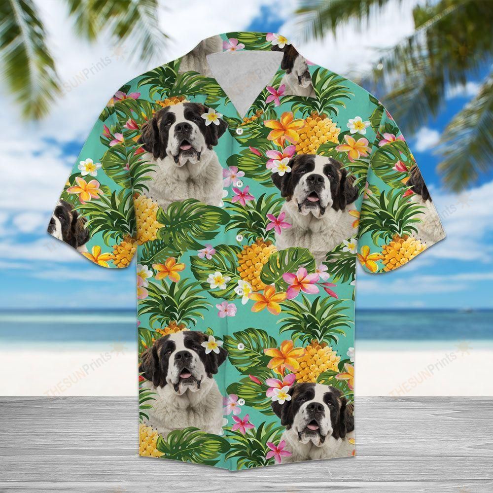 Tropical Pineapple Saint Bernard Hawaiian Shirt Ha80980