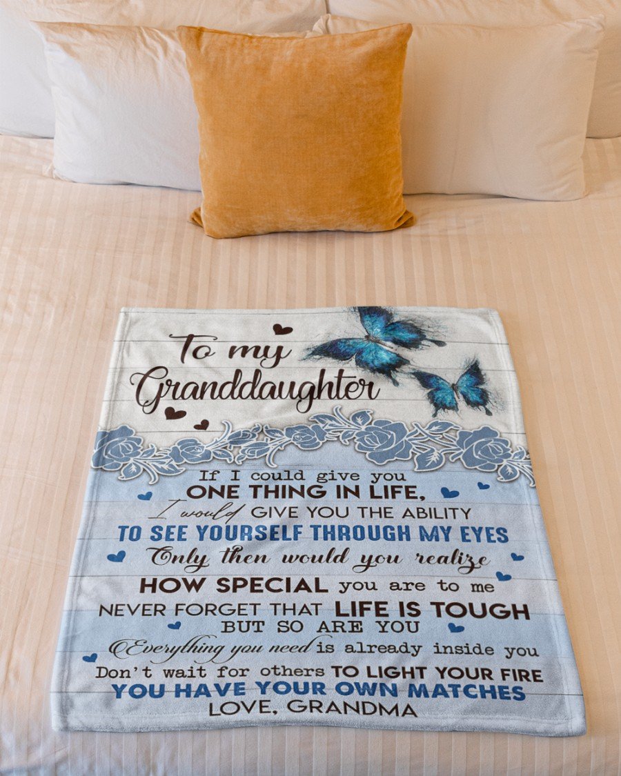 Blue Butterfly To My Granddaughter How Special You Are To Me Blanket Gift From Grandma Birthday Gift Home Decor Bedding Couch Sofa Soft And Comfy Cozy