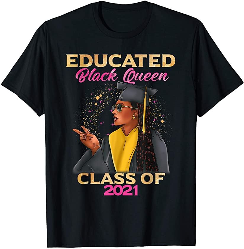 Class of 2021 Gift Graduation Black Queen Seniors Locs T-Shirt