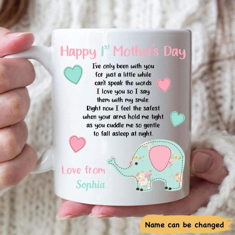 Personalized Happy 1St Mothers Day Elephant Custom Name Mug