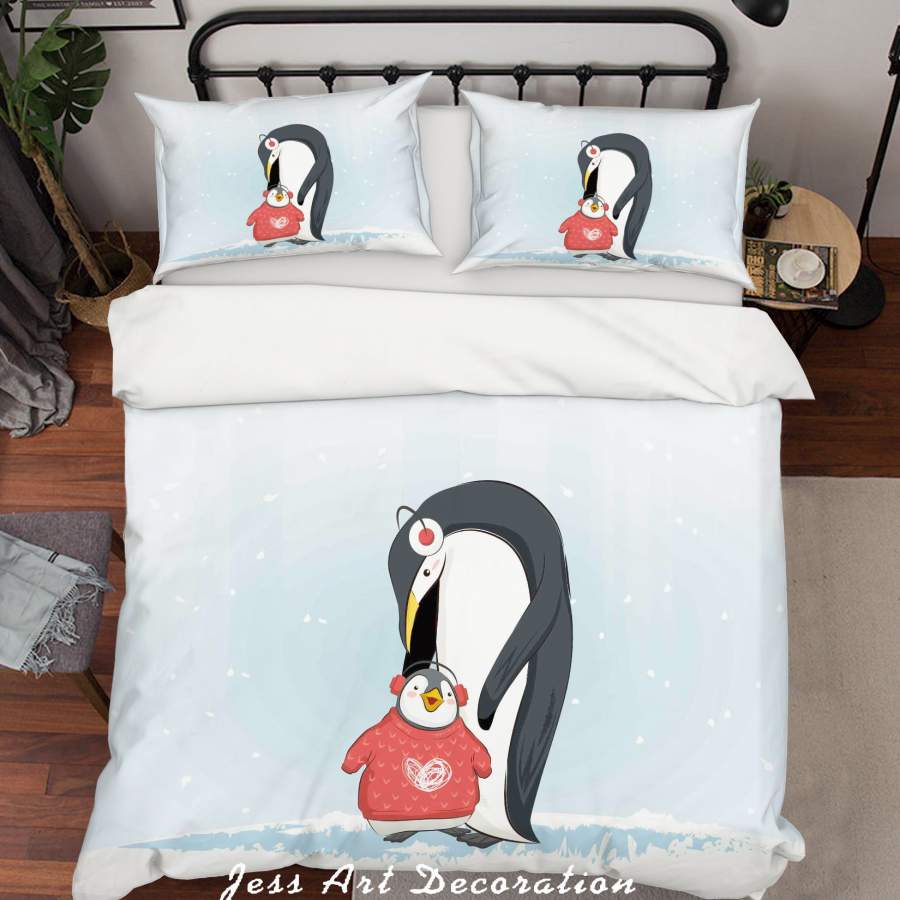 3D Blue Penguin Quilt Cover Set Bedding Set Duvet Cover Pillowcases SF68