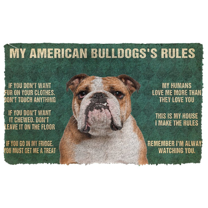 Waybackapparel My American Bulldog’S Rules 3D Doormat