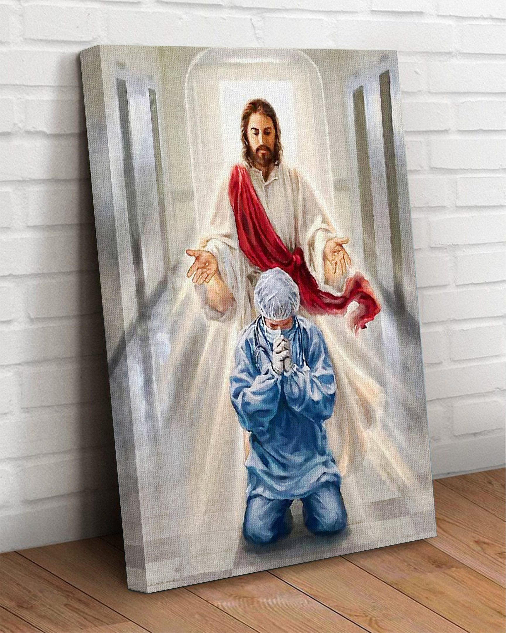 & Canvas | Jesus Hug, Nurse Doctorhealthcare Worker Religious Gift, Patriotic Home Decor Vertical Jesus Wall Art, Jesus Decor