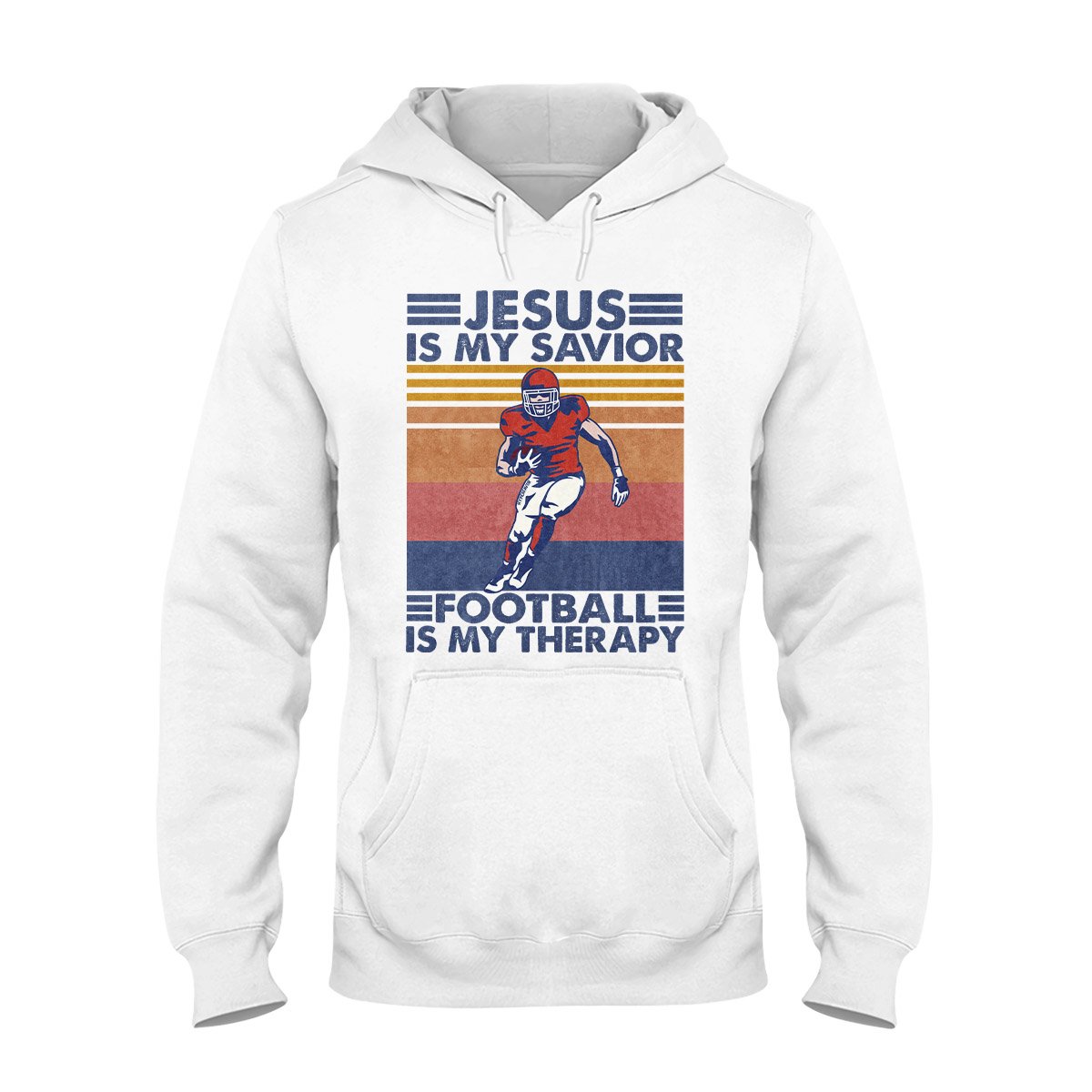 Jesus Is My Savior Football Is My Therapy Vtg Retro Ez15 0709 Hoodie