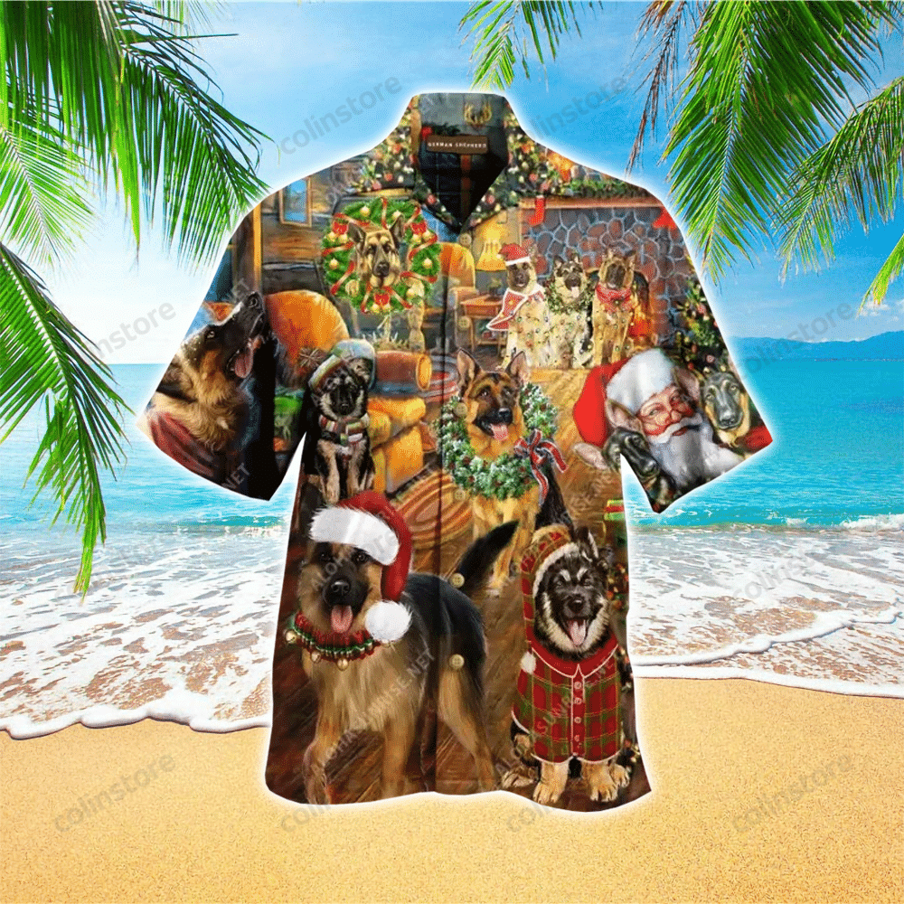 German Shepherd Merry Christmas Colorful Hawaii Shirt Aloha Ha6083