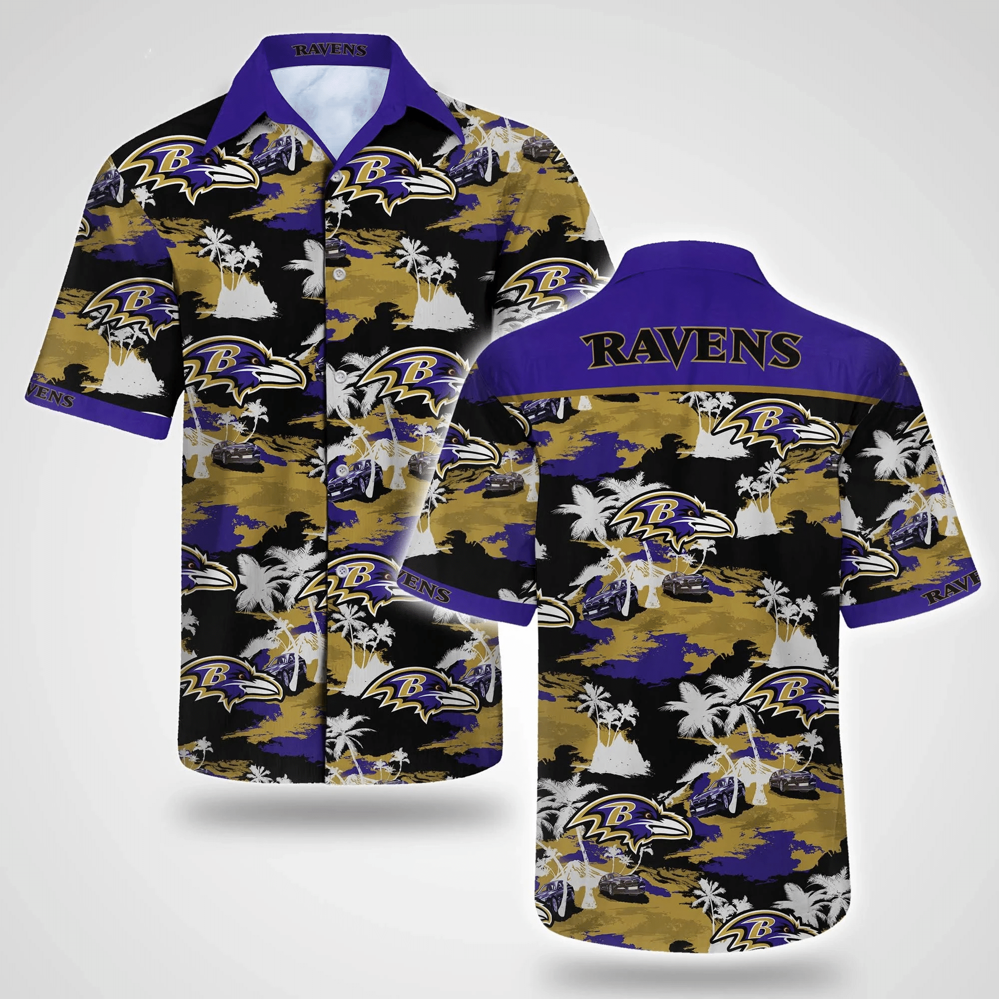 Baltimore Ravens Tommy Bahama All Over Printed Hawaiian Shirt Size S – 5Xl