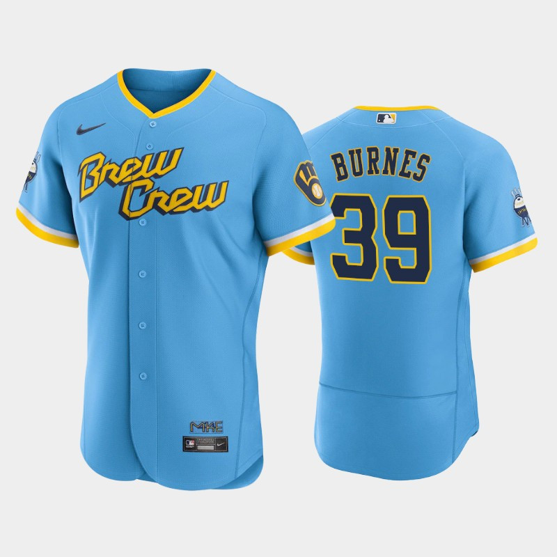 Corbin Burnes 39 2022-23 City Connect Milwaukee Brewers Jersey – Powder Blue