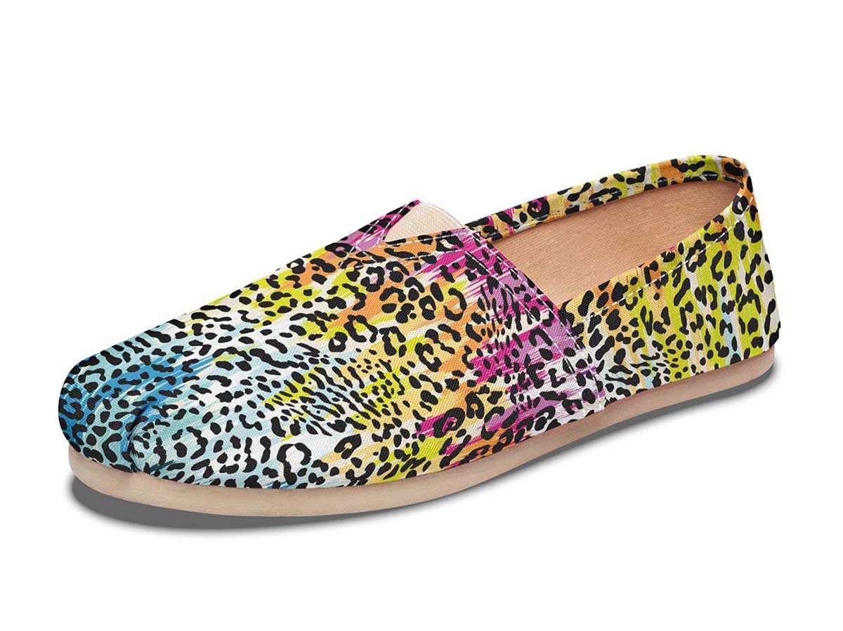 Colorful Leopard Spots, Canvas Shoes, Boho Shoes, Vegan Shoes, Men’S Shoes, Woman’S Shoes, Custom Printed, Abstractprint