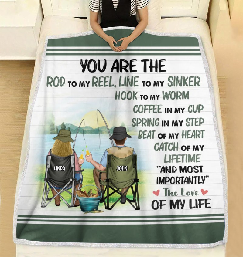 Personalized Custom Fishing Couple Fleece Blanket, Gift Idea For Couple/Fishing Lovers – You Are The Rod To My Reel