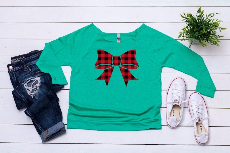 Ugly Christmas Sweater, Women’S Buffalo Plaid Top, Women’S Holiday Top, Cute Sweater, Christmas Top ,Cute Holiday T-Shirt,Women’S Xmas Shirt